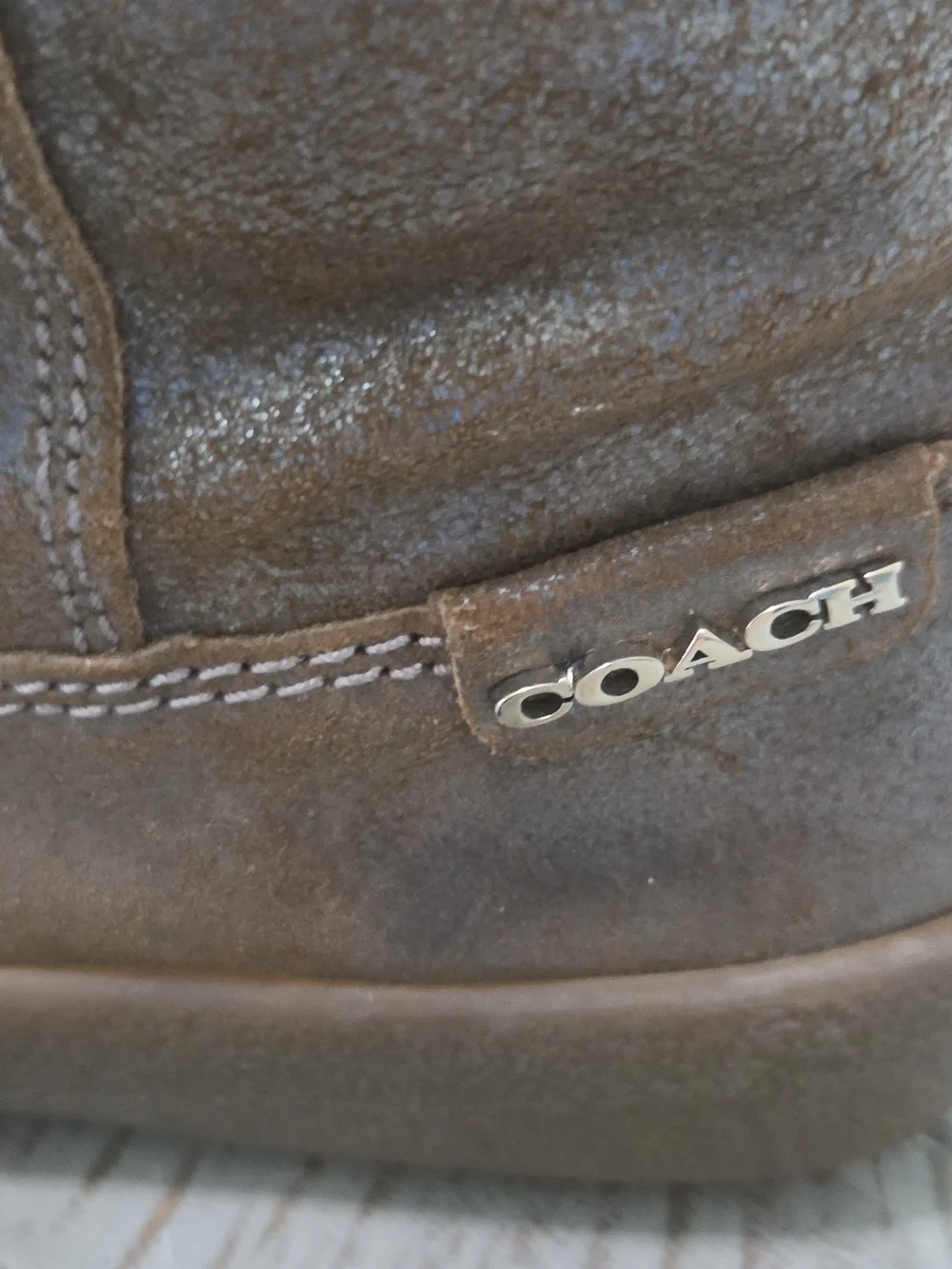 Coach Tanesha Women's Brown Metallic Suede Mid-Calf Buckle Faux Fur Lined Boots